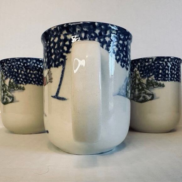Thomson Snowman, Mug set of 4, Blue Speckles On Half, Snowman/Center Christmas - Picture 5 of 10